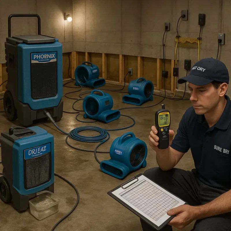 Structural Drying and Dehumidification process in Caldwell, KS